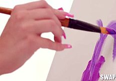 Schoolgirls Fuck Stepbrothers In Nude Modeling Session