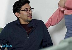 horny stepson spreads stepmoms legs and fucks her in missionary