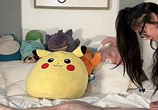 Latino couple playfully engages in intimate activities and makes love tenderly.