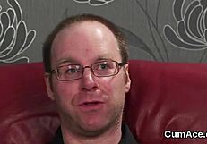 Horny hottie gets cum shot on her face swallowing all the load