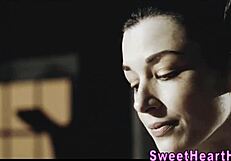 Two lesbian teens eat each other out in the locker room