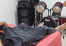 man masturbates his big cock in front of the camera