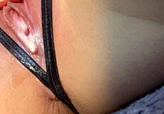 petite girl plays with dildo after cleaning