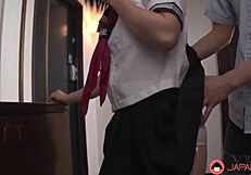 Japanese teen Ami Oya sucks hard cock uncensored 😏