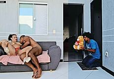 मेरा बॉयफ्रेंड रोमांटिक गिफ्ट लाया और मुझे भाई के साथ चोदते हुए पकड़ा, बड़ा लंड गंद में पसंद है!