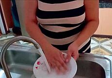 Oh god, my stepsons friend fucked me hard in the kitchen while washing dishes!