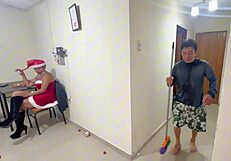 Christmas sex with asian amateurs in bathroom shower licking ass