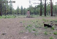 Simscristian05 flashes naked at campground entrance in sheer outfit