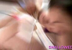 Gabbie Carter's big tits get a sloppy blowjob from monster cock