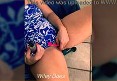 Wife Inserts Lush Toy Into Her Shaved Pussy. On Outdoor Balcony.