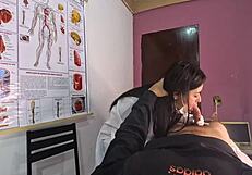 Unexpected erection surprises nurse during hospital foreplay and rough fucking