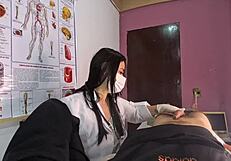 Unexpected erection surprises nurse during hospital foreplay and rough fucking