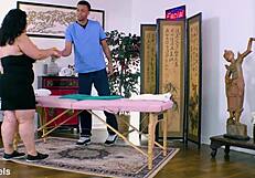 Hefty Karla Lane Bounces Fat Ass on Masseur's Big Black Cock