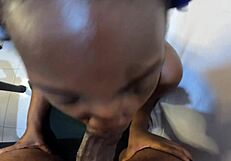 my huge black boobs swing wildly while sucking stepdaddy's big cock!