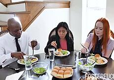 i'm the petite asian foster stepdaughter ember snow getting fucked by my big black cock stepfather and bisexual stepmom in this kinky old and young scene