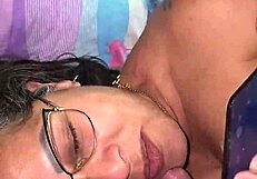 my cheating stepmom fucks while on phone!