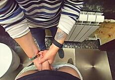 Stranger cums in my panties in the toilet again