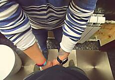 Stranger cums in my panties in the toilet again