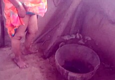 housewife with big boobs shows off in village house