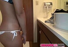 Guy creampies pretty blonde Japanese girl in Bangkok streets