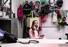 Cute streamer caught stealing offers tiny pussy to mall cop