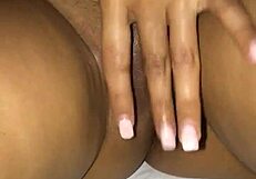 Girl getting wet in oiled shaved pussy