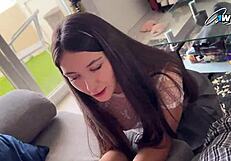 give me your cock now step sister suck my dick and take cum in mouth to make her ex boyfriend jealous