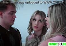 Stepmom teaching stepson and stepdaughter sex