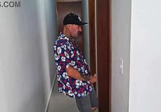 Old Man Feels Intense Passion Fucking Young Girl In Bathroom