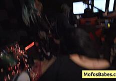 hot brunette sucking dick backstage, then getting banged from behind - nia bleu brett maker