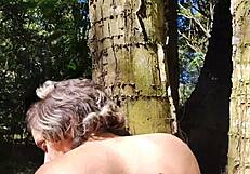 My stepdaughter teased me in the woods and I ended up fucking her tight asshole and pussy hard