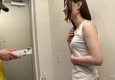 nymphomaniac skinny japanese girl seduces pizza boy to uncensored creampie fuck