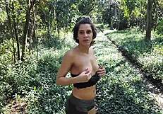 My stepdaughter teased me in the woods and I ended up fucking her tight asshole and pussy hard