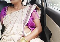 Indian Aunty Fucks Son-in-Law During Long Drive with Dirty Talks