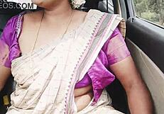 Indian Aunty Fucks Son-in-Law During Long Drive with Dirty Talks
