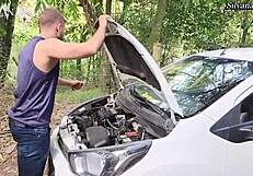 Silvana Lee seduces an inexperienced boy and brings him home to fuck her in the car