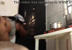 Grandma fakes sound while cooking to fuck my big black cock!