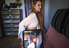 Sexy Step Sister Asks for Help Taking Erotic Photos for Her Boyfriend in Lingerie