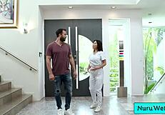 Sexy Big Tit Asian Masseuse Gives Wet Nuru Massage