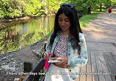 my friend controls my orgasms in public with a toy