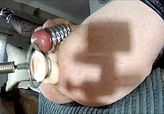 Tranny on Fucking Machine - Anal Assfucking Leads to Cum Orgasm