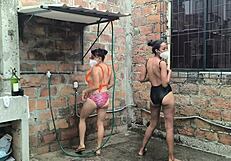 i chat with my neighbors in the shower and we get excited spraying water on our skin