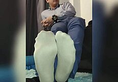 office socks gay scene with nylon and see through vibes at work