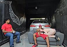 My friend's girlfriend dances close, notices my hard cock, and fucks me in front of the cuck