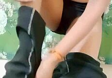 beautiful indian girl enjoys solo yoga