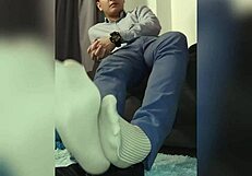 office socks gay scene with nylon and see through vibes at work