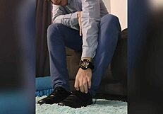 office socks gay scene with nylon and see through vibes at work