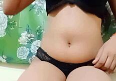 beautiful indian girl enjoys solo yoga