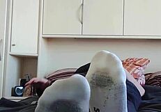 Chubby European Amateur Shows Her White Sneaker Socks In Homemade Video
