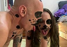 puppy play turns into hard fuck with petite teen